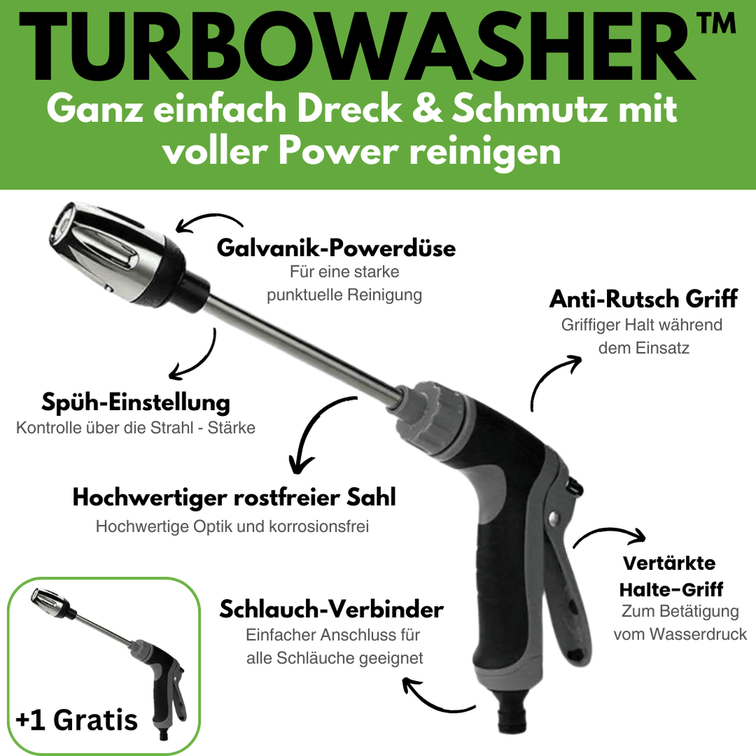 Turbowasher™ - Power-Hochdruckreiniger für jeden Gartenschlauch - Sonderaktion 1+1 Gratis